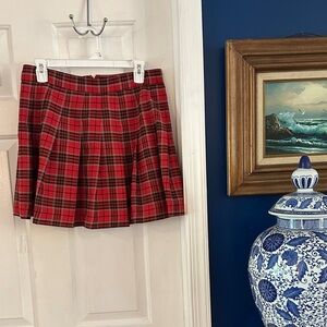 Women Love Tree Red & Black Plaid Polyester & Spandex Skater Skirt Size Large